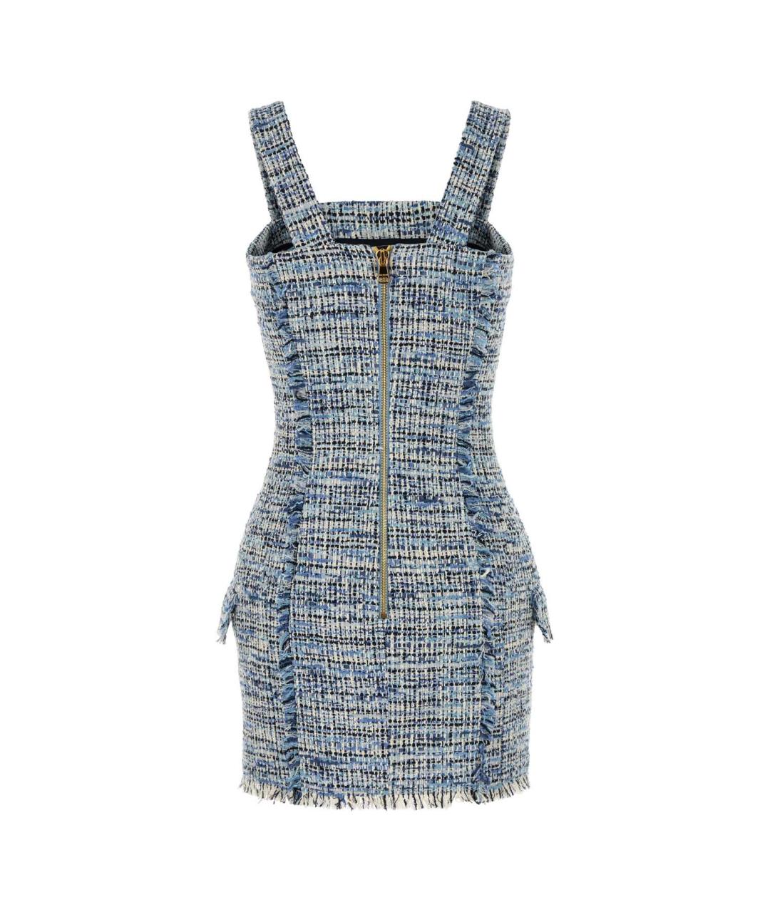 BALMAIN Голубое твидовое повседневное платье, фото 2