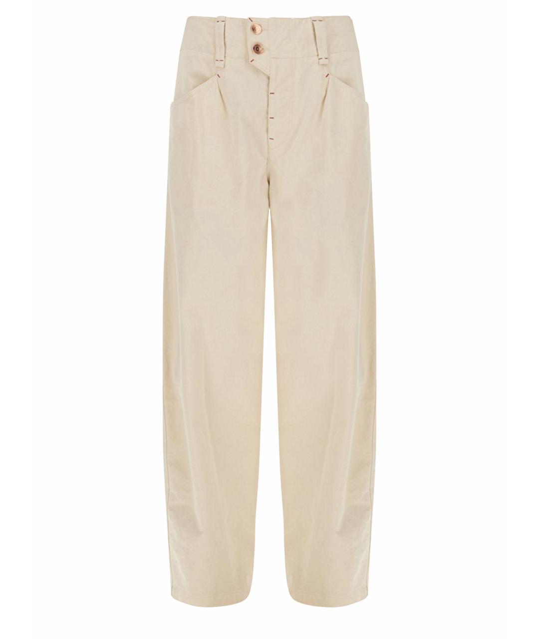 ISABEL MARANT Бежевые хлопковые прямые брюки, фото 1