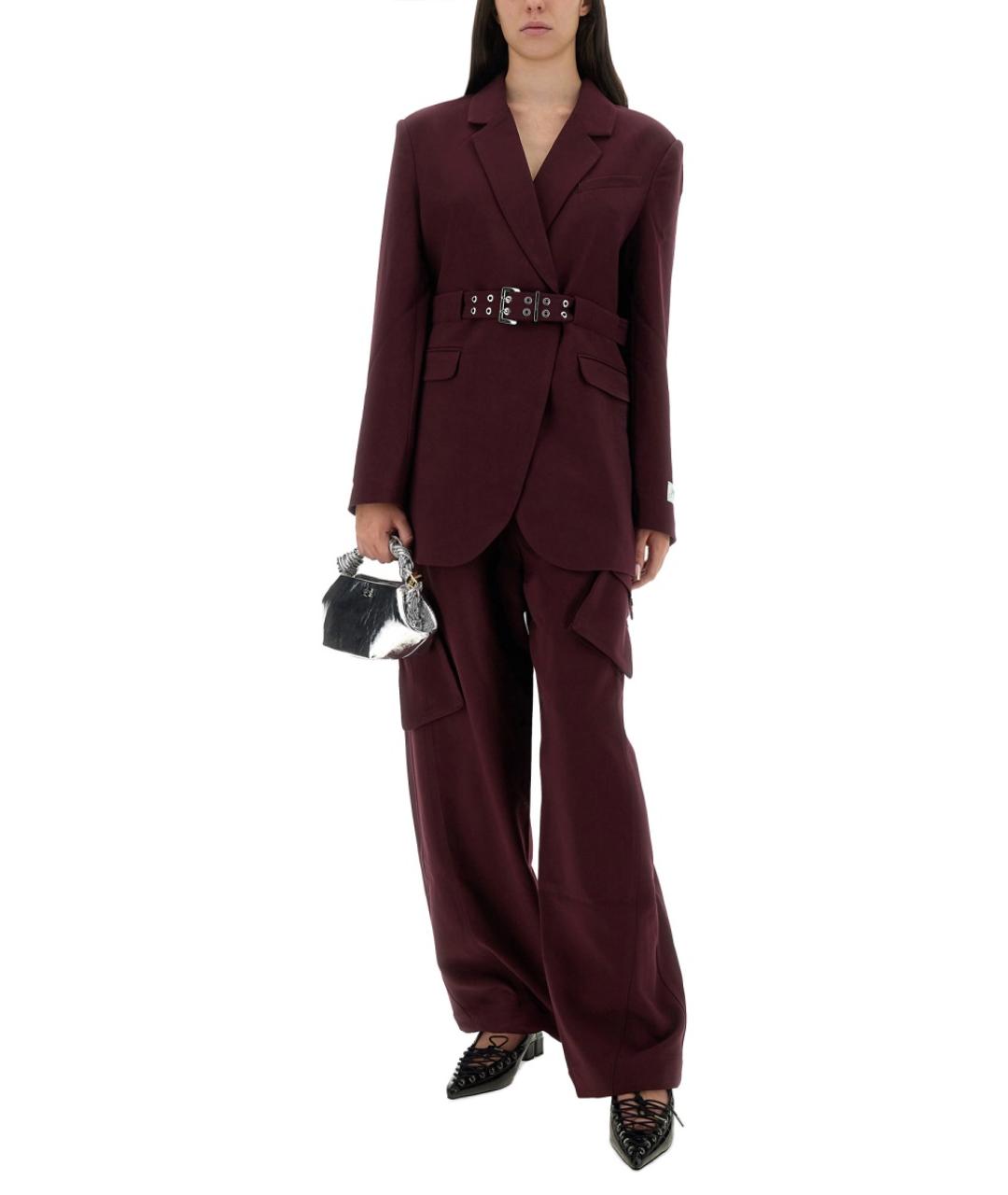 GANNI Бордовый полиэстеровый жакет/пиджак, фото 3