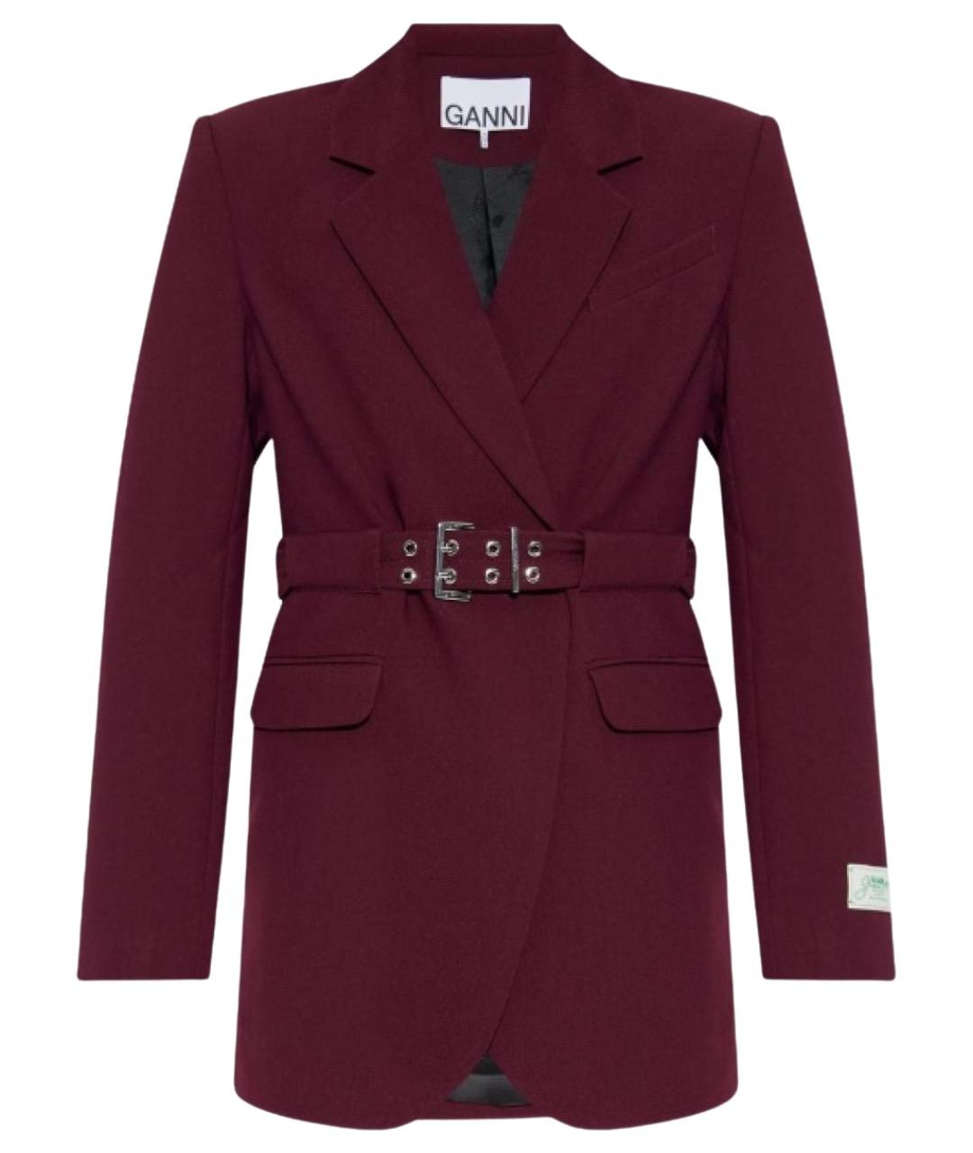 GANNI Бордовый полиэстеровый жакет/пиджак, фото 1