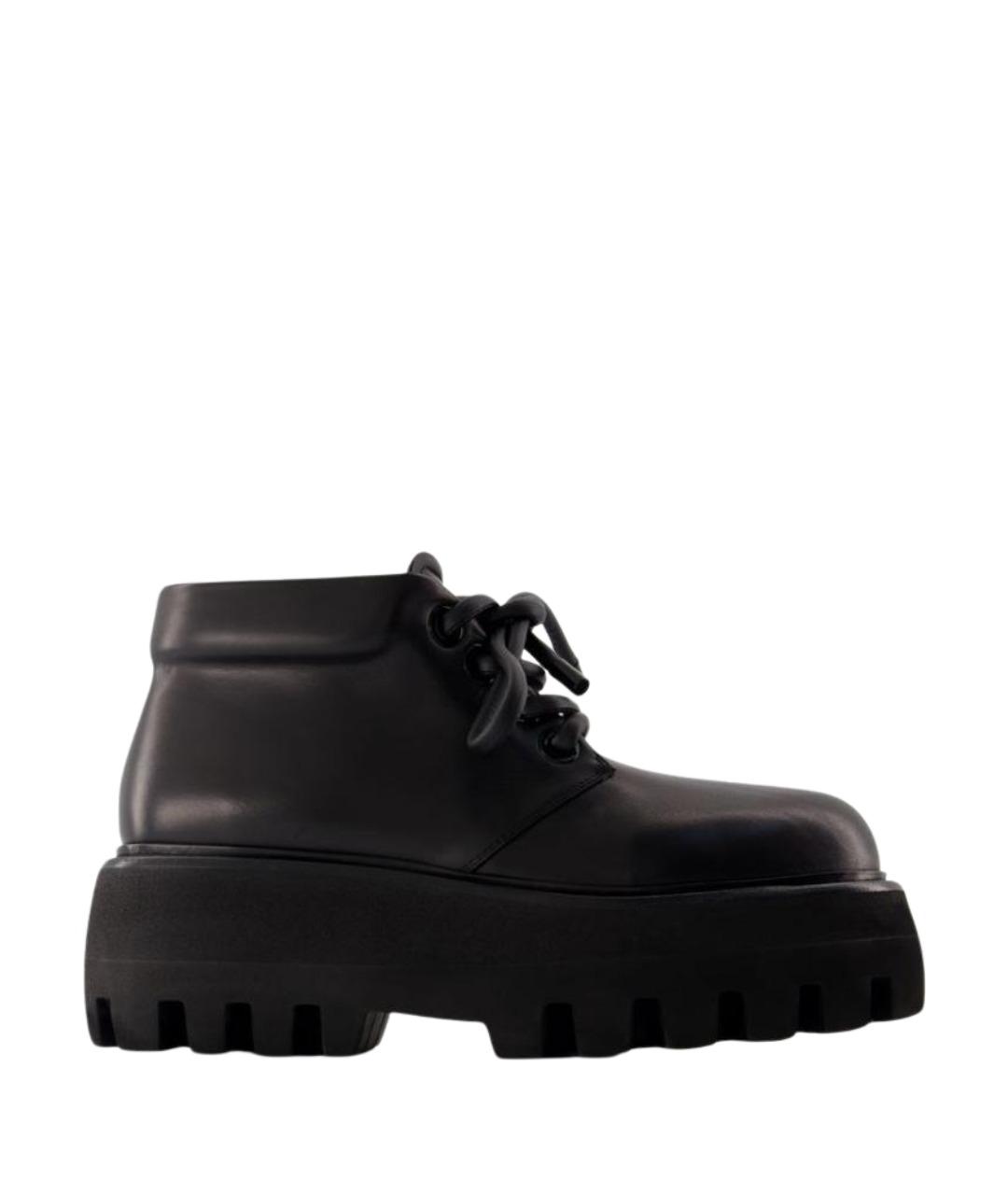 ALEXANDER MCQUEEN Черные кожаные низкие ботинки, фото 1