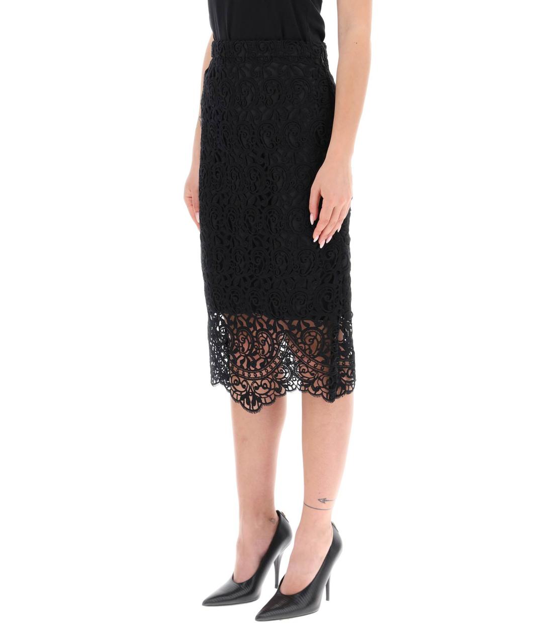 BURBERRY Черная полиэстеровая юбка миди, фото 4