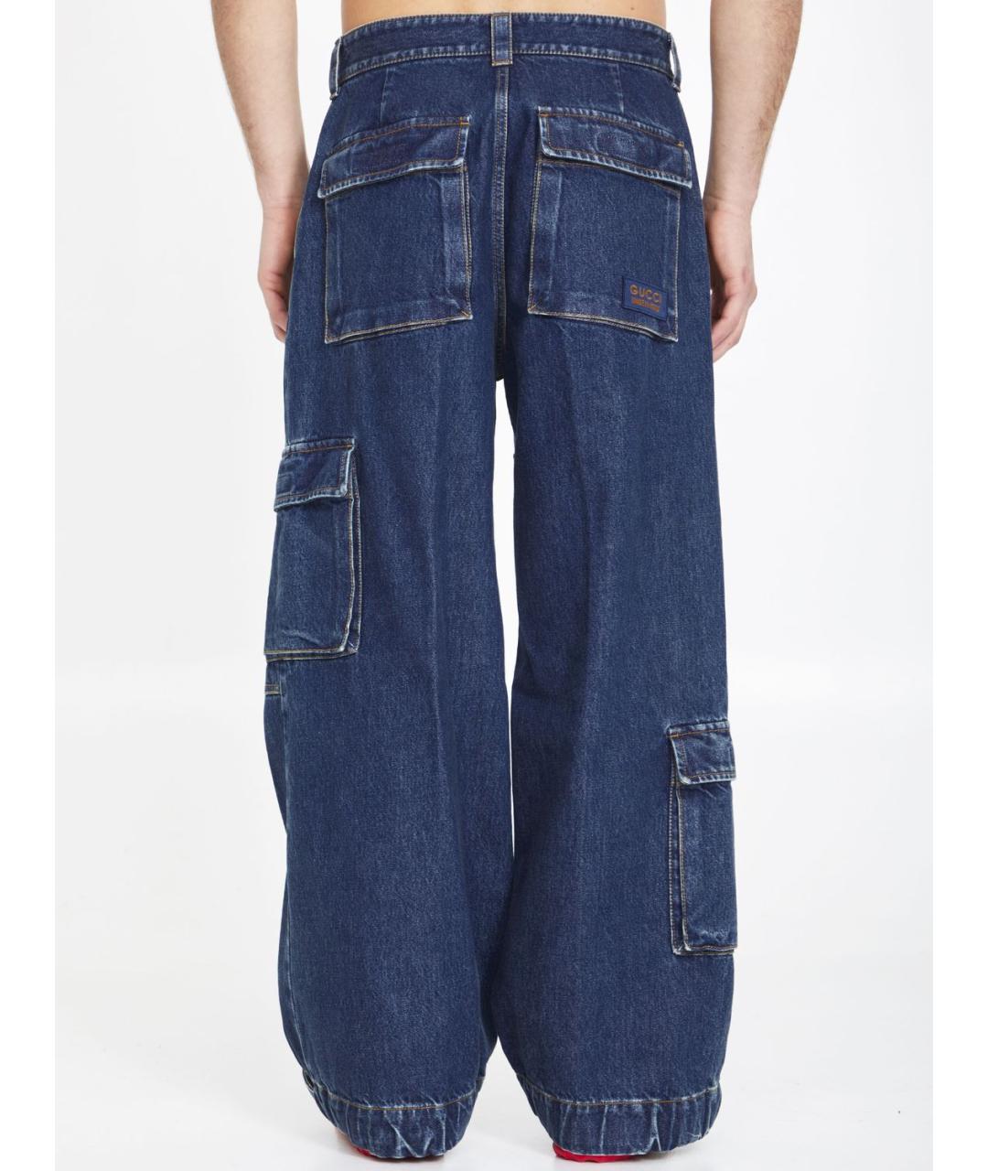 GUCCI Синие хлопковые повседневные брюки, фото 3