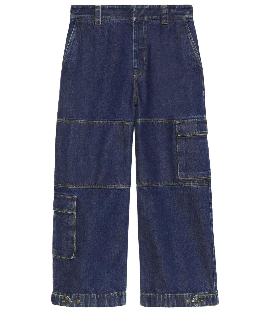 GUCCI Синие хлопковые повседневные брюки, фото 1