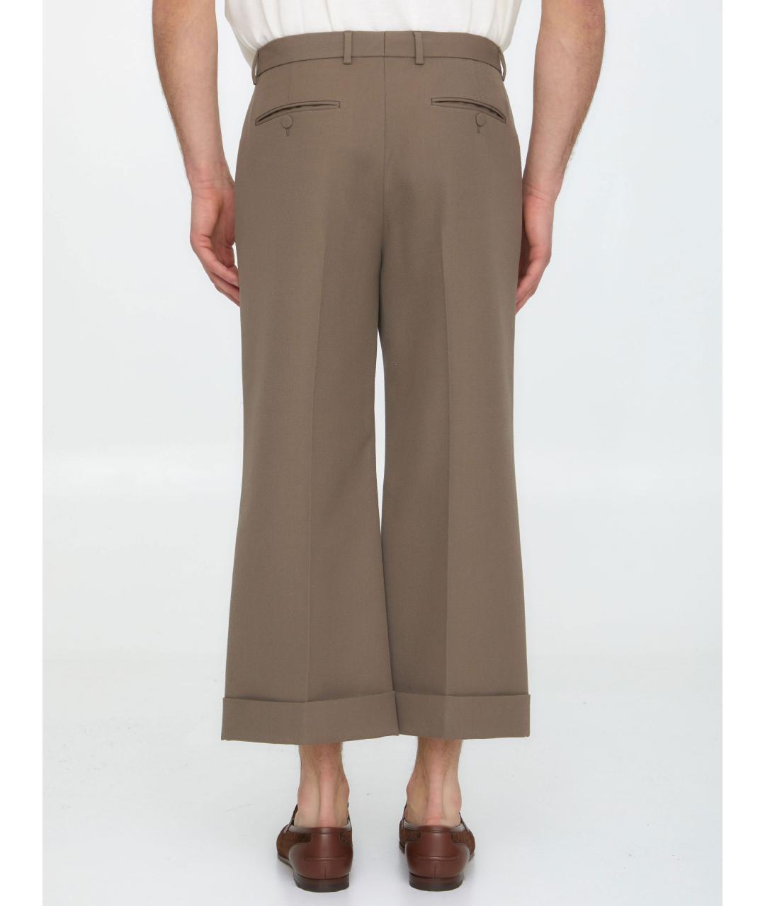 GUCCI Коричневые шерстяные повседневные брюки, фото 4