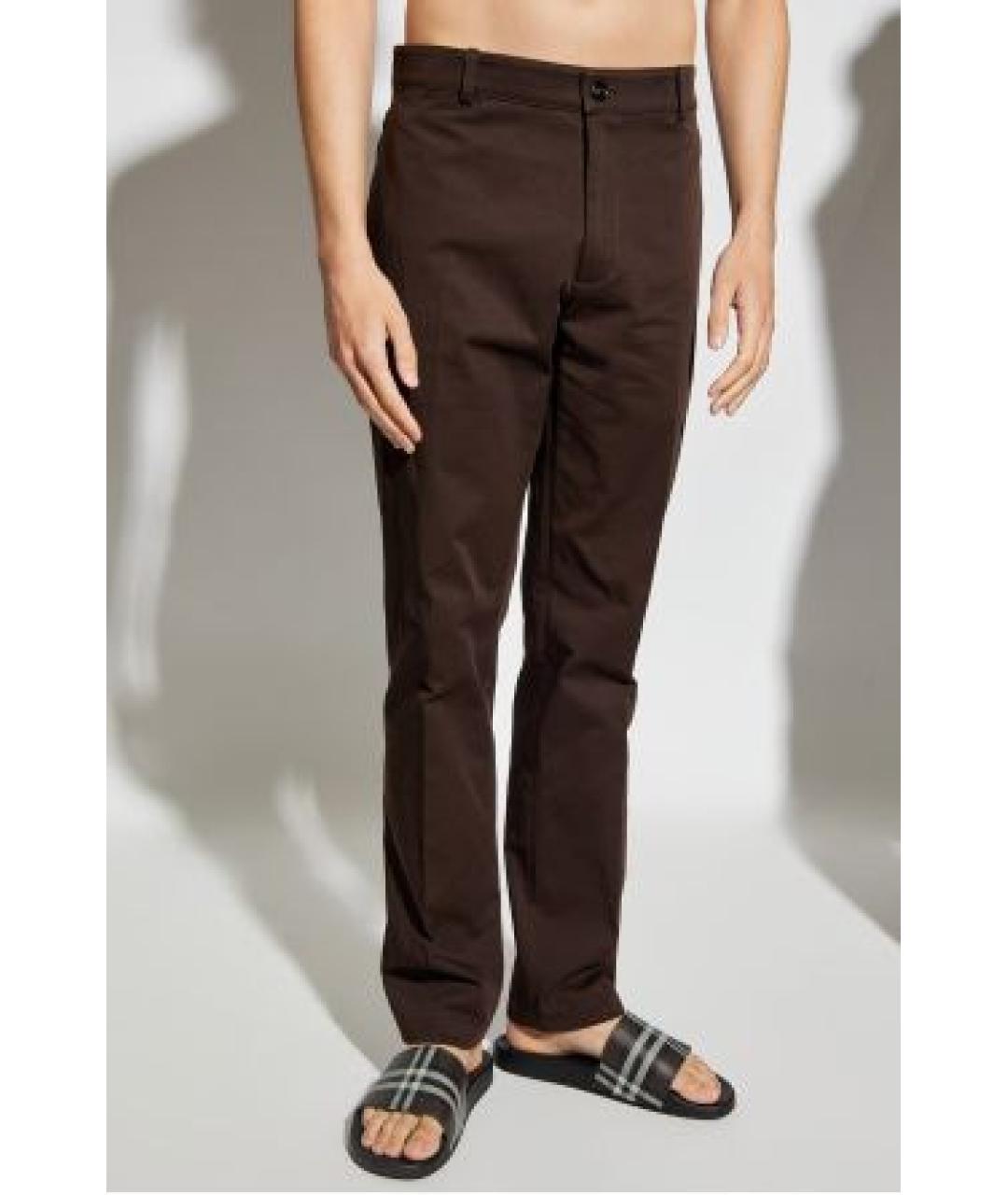 BURBERRY Коричневые хлопковые повседневные брюки, фото 3