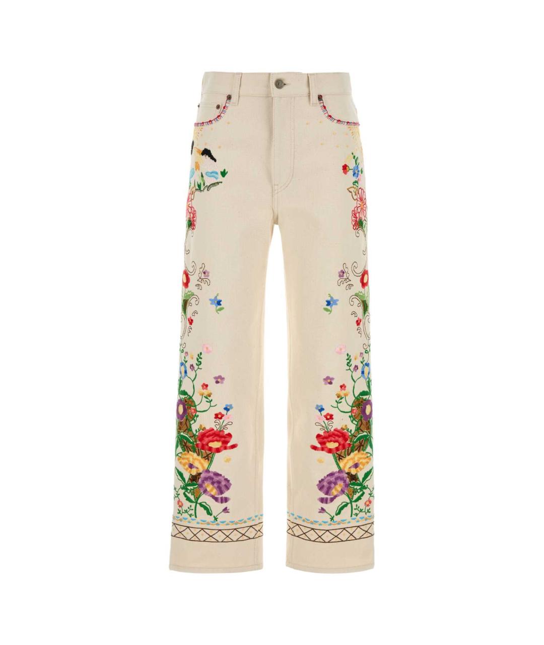 VALENTINO Белые хлопковые прямые джинсы, фото 1