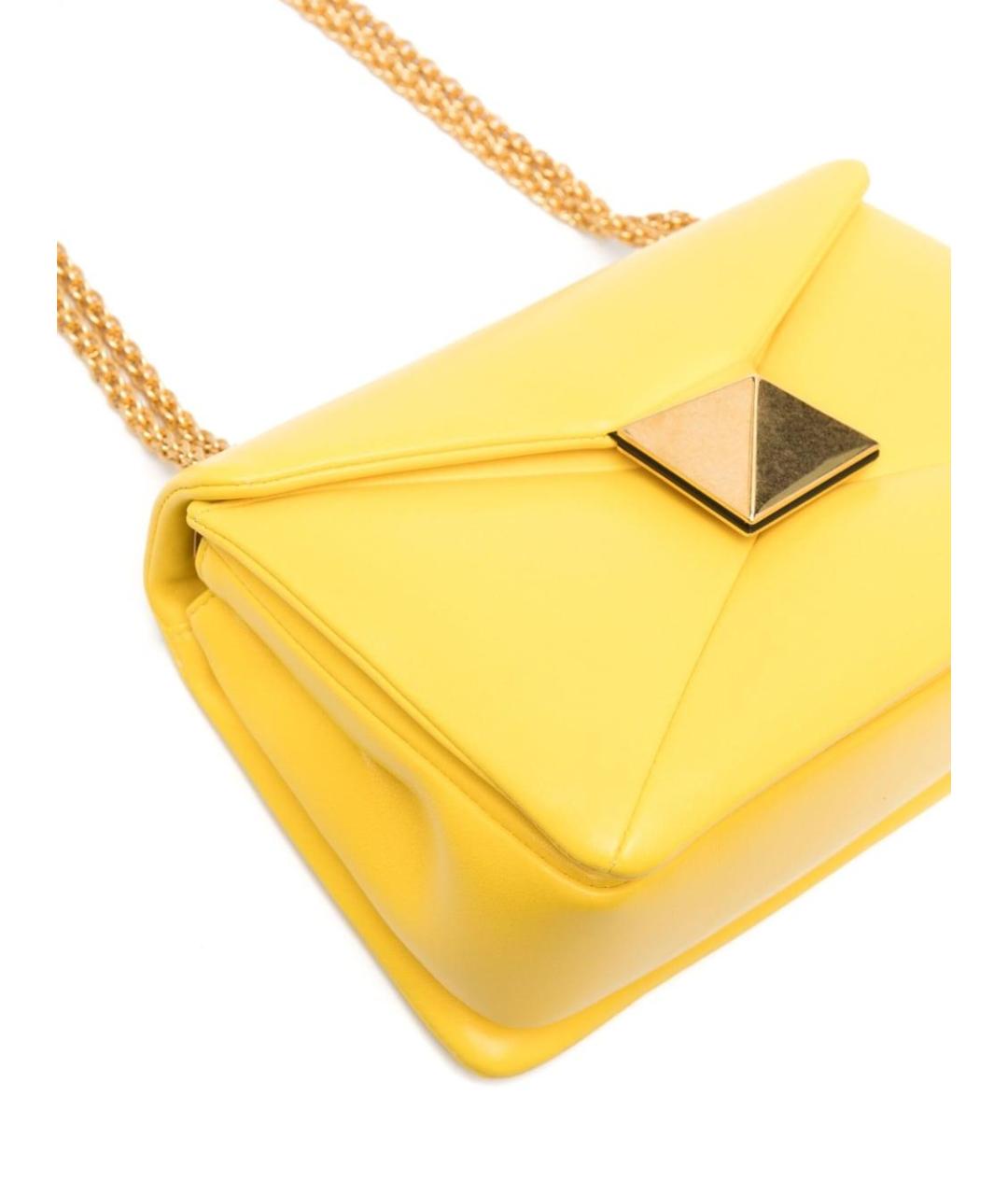 VALENTINO Желтая кожаная сумка через плечо, фото 5