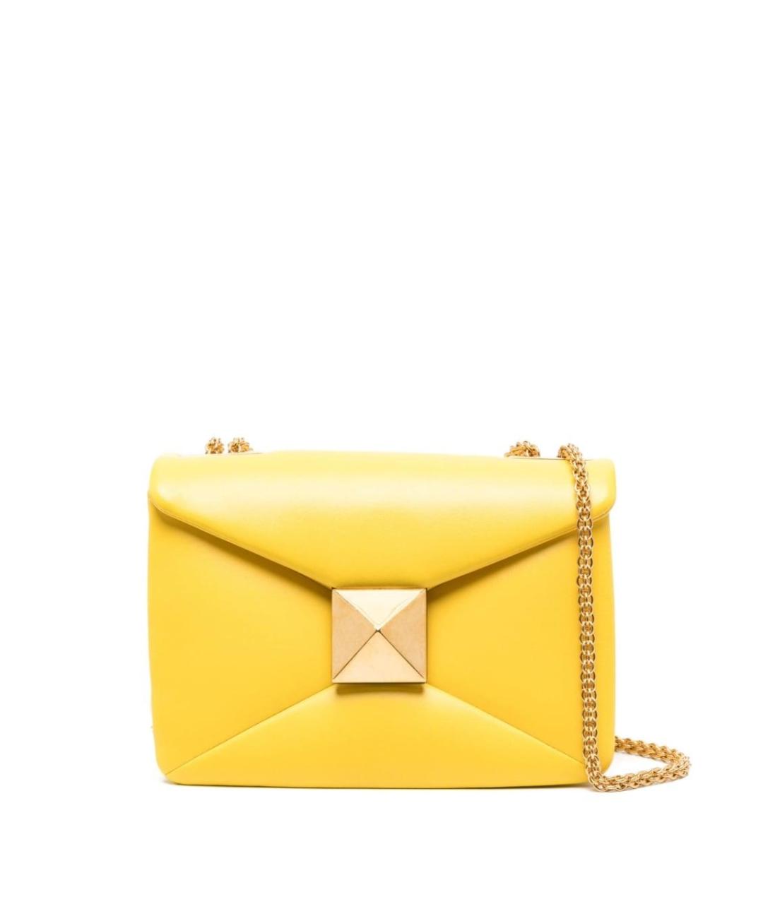VALENTINO Желтая кожаная сумка через плечо, фото 1