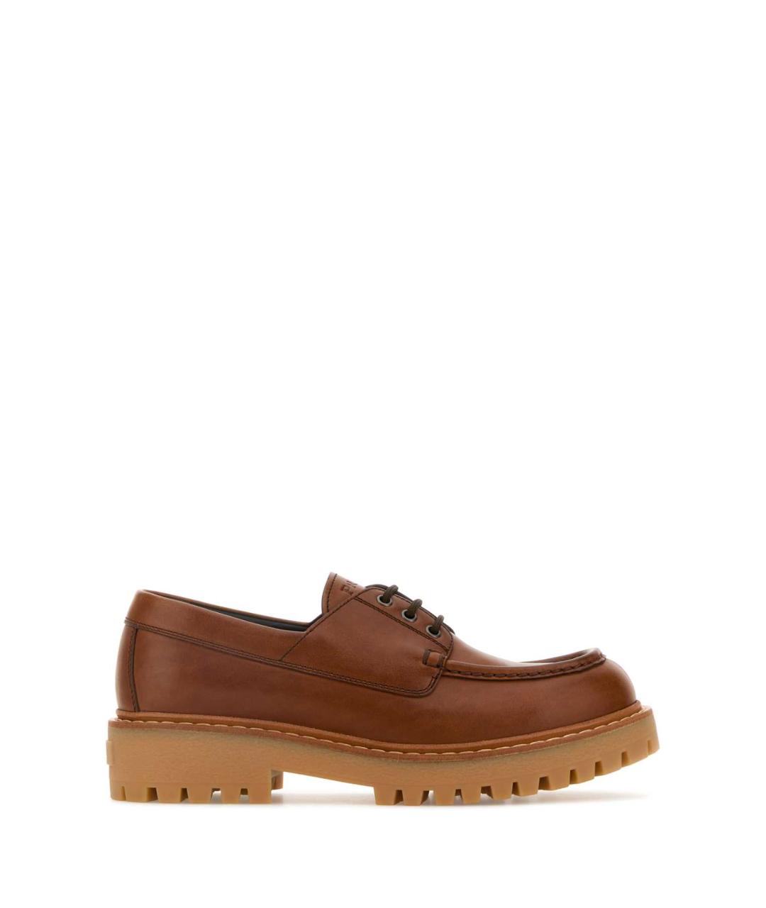 PRADA Коричневые кожаные лоферы, фото 1