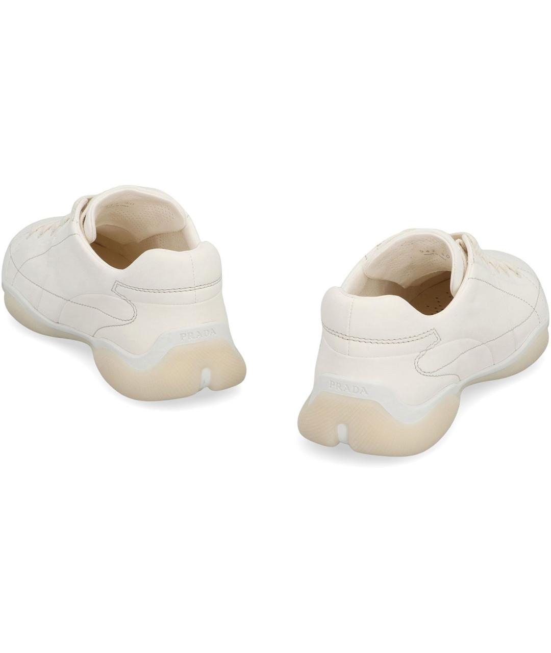 PRADA Белые кожаные кроссовки, фото 4