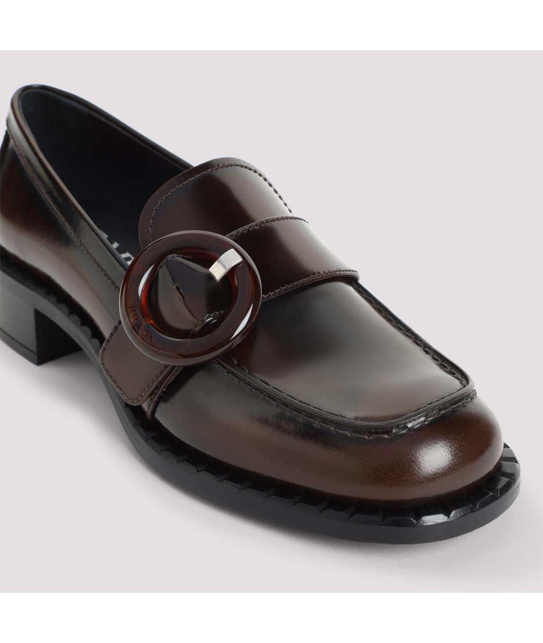 PRADA Коричневые кожаные лоферы, фото 5