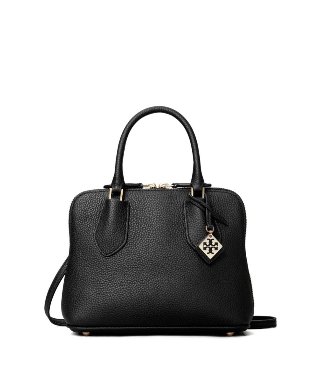 TORY BURCH Черная кожаная сумка с короткими ручками, фото 1