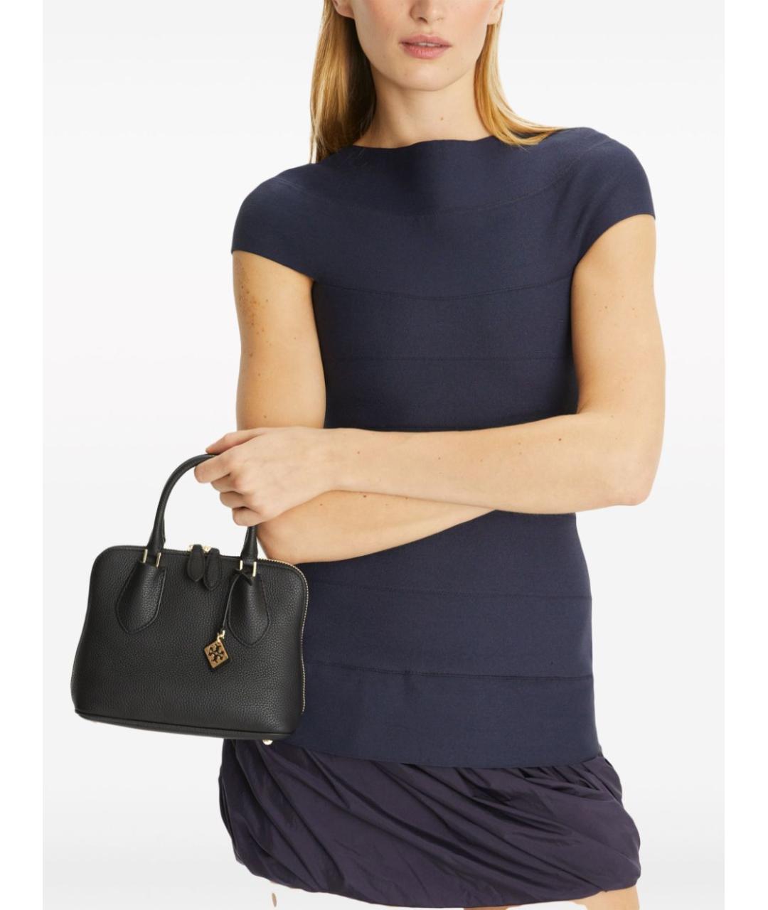 TORY BURCH Черная кожаная сумка с короткими ручками, фото 2