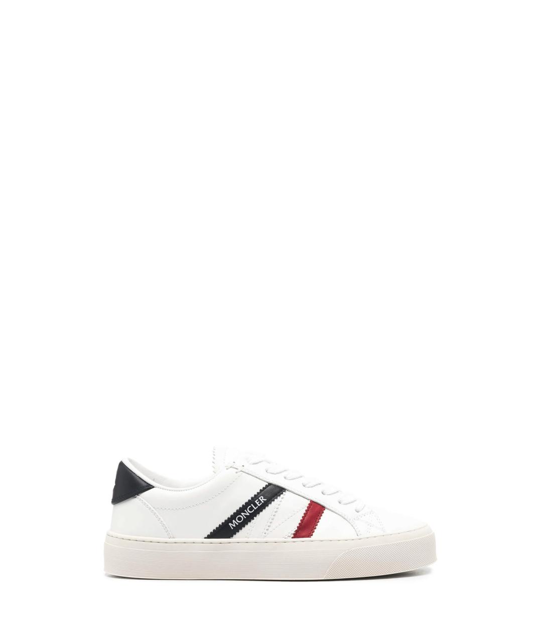 MONCLER Белые кожаные кроссовки, фото 1