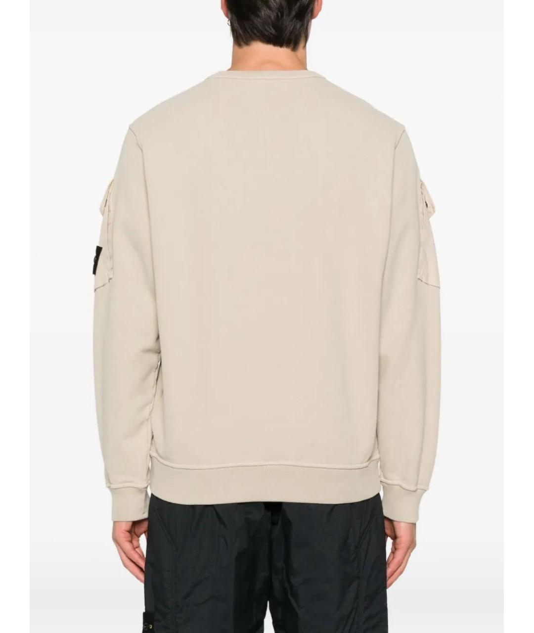 STONE ISLAND Бежевый хлопковый джемпер / свитер, фото 4