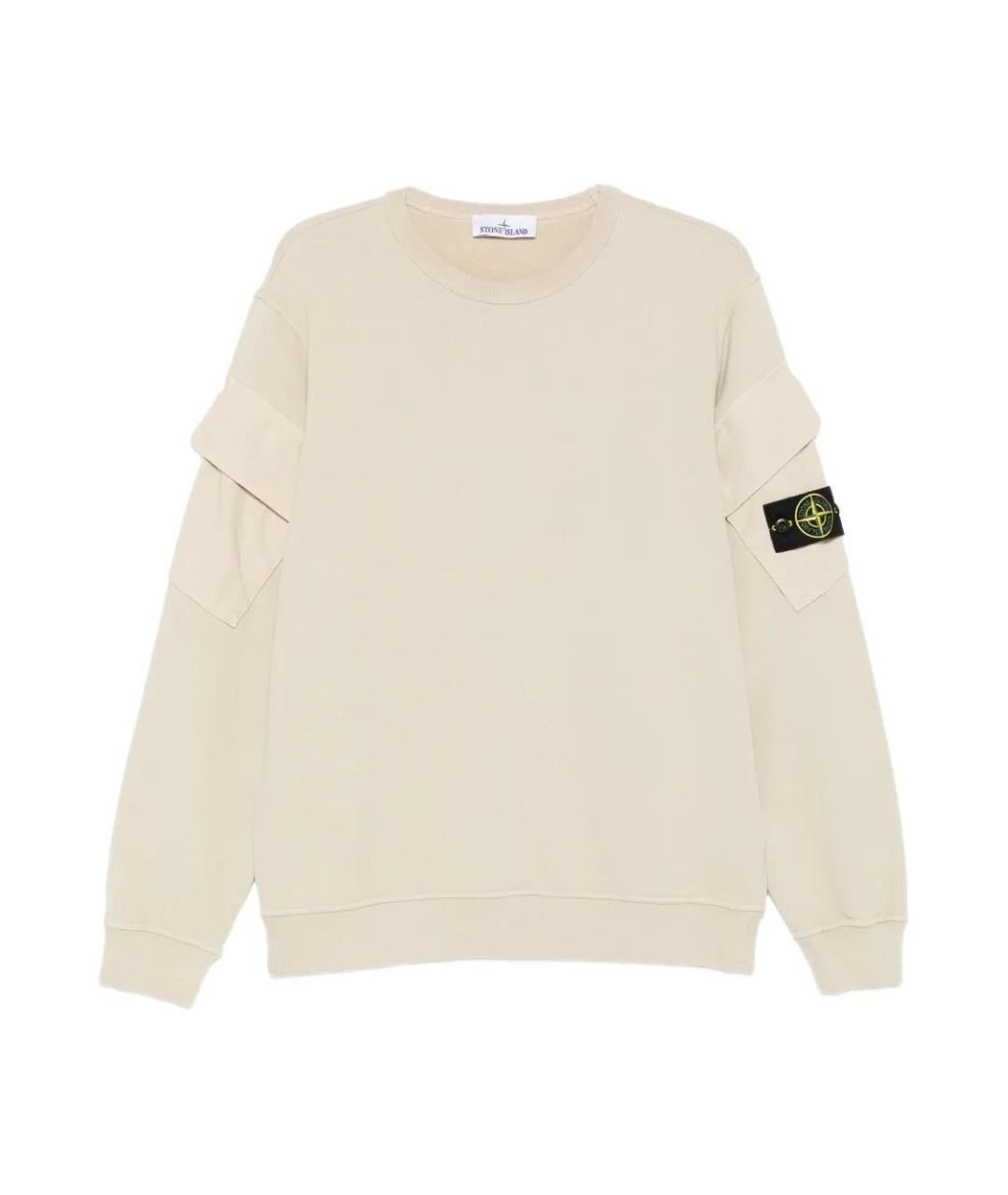 STONE ISLAND Бежевый хлопковый джемпер / свитер, фото 1