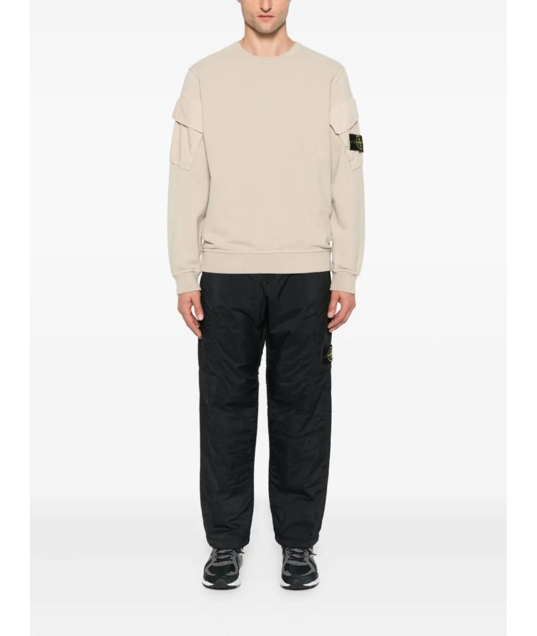 STONE ISLAND Бежевый хлопковый джемпер / свитер, фото 2
