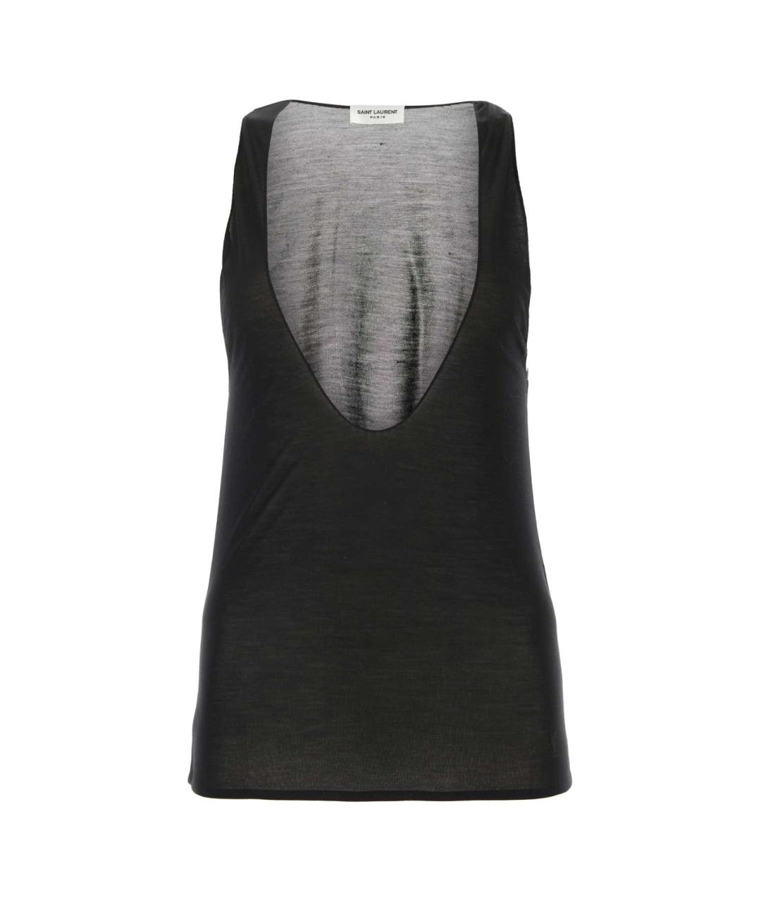 SAINT LAURENT Черная шелковая майка, фото 1