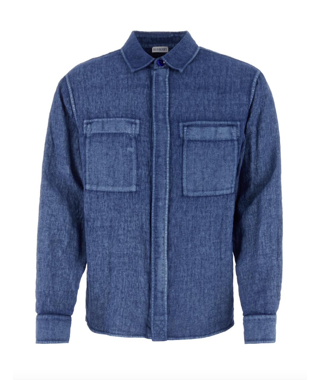 BURBERRY Синяя льняная кэжуал рубашка, фото 1