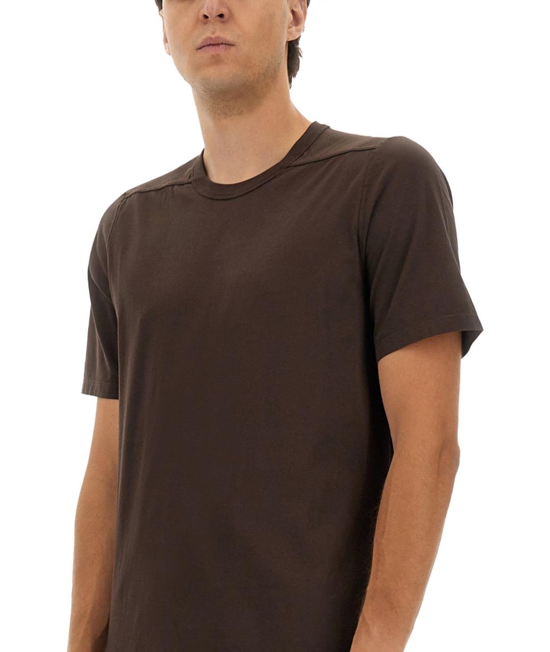 RICK OWENS Коричневая хлопковая футболка, фото 5