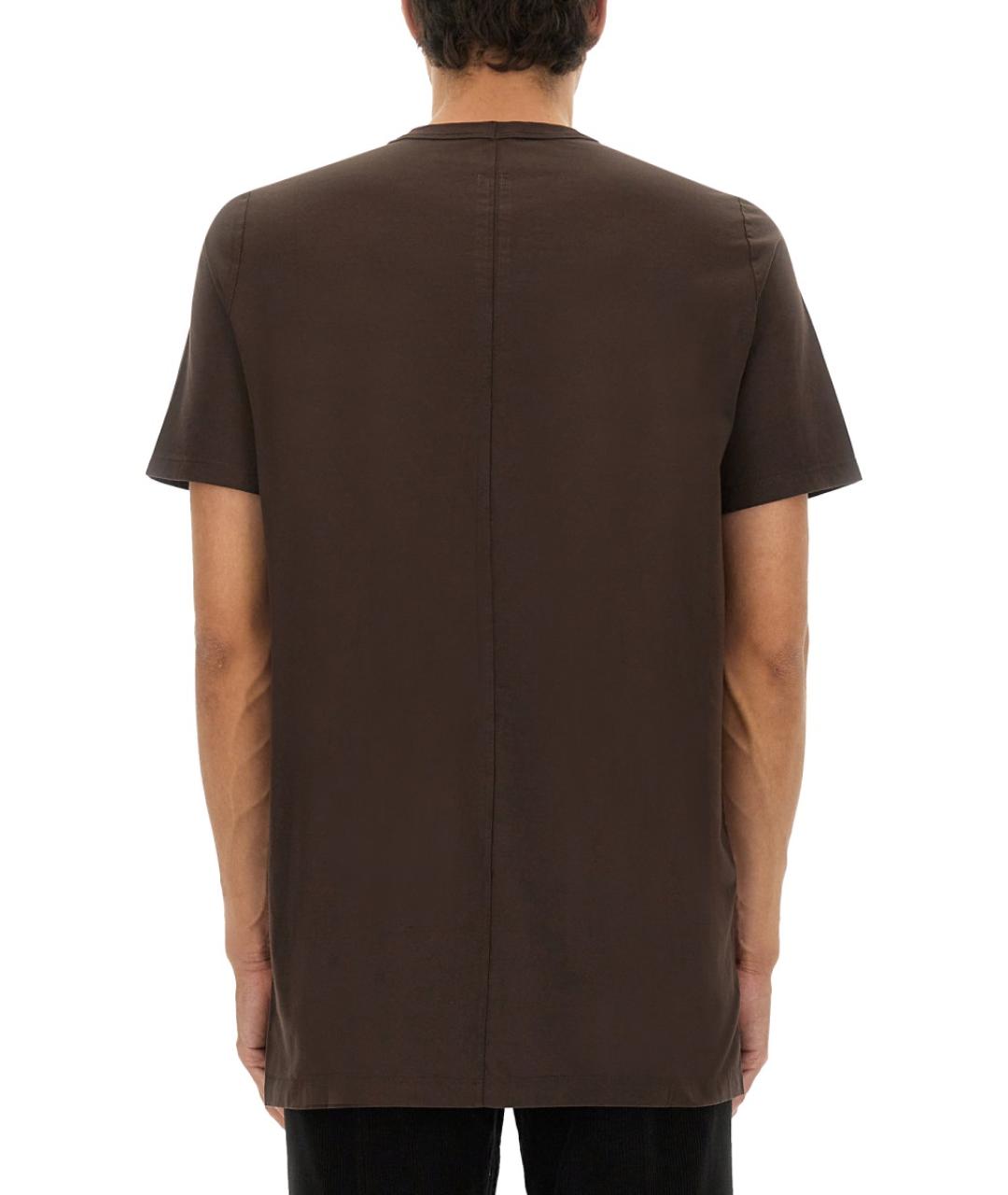 RICK OWENS Коричневая хлопковая футболка, фото 4