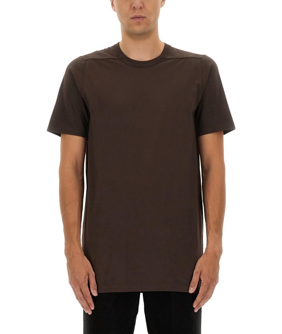 RICK OWENS Коричневая хлопковая футболка, фото 2