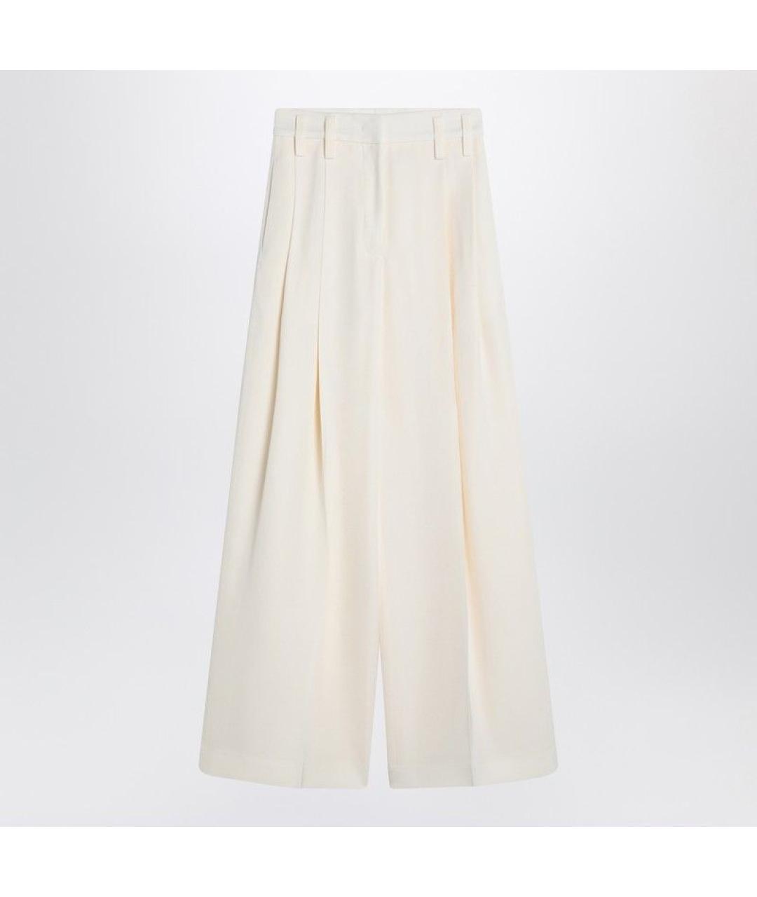 JIL SANDER Белые шелковые прямые брюки, фото 3