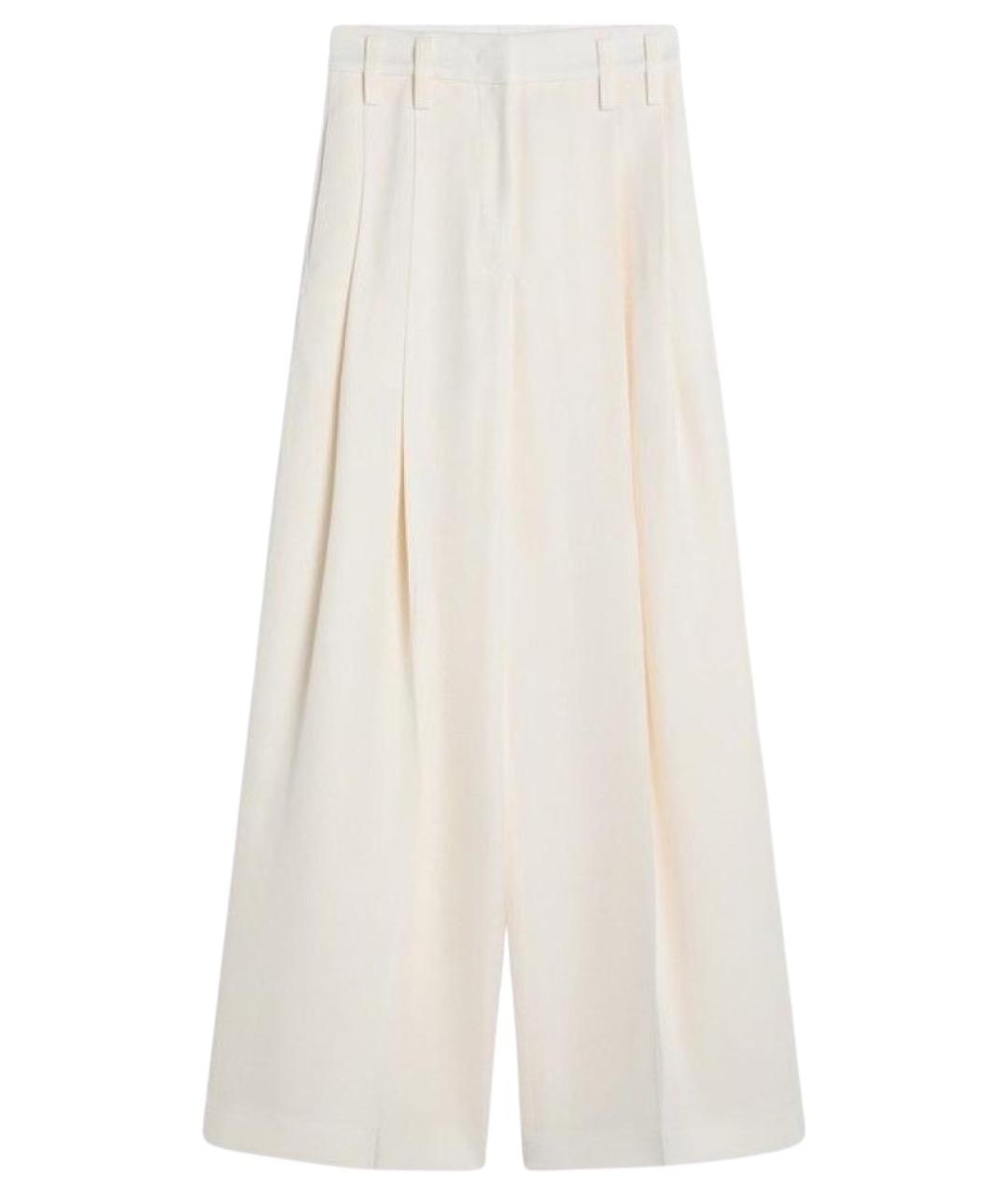 JIL SANDER Белые шелковые прямые брюки, фото 1