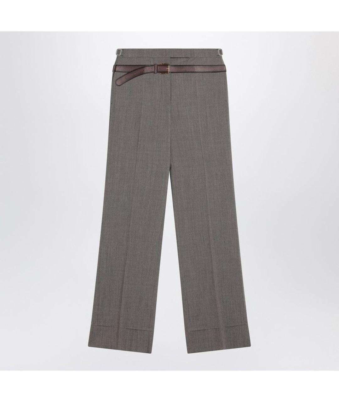 PRADA Коричневые шерстяные прямые брюки, фото 3