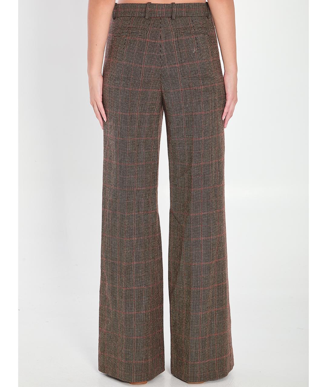 CHLOE Коричневые шерстяные брюки широкие, фото 4