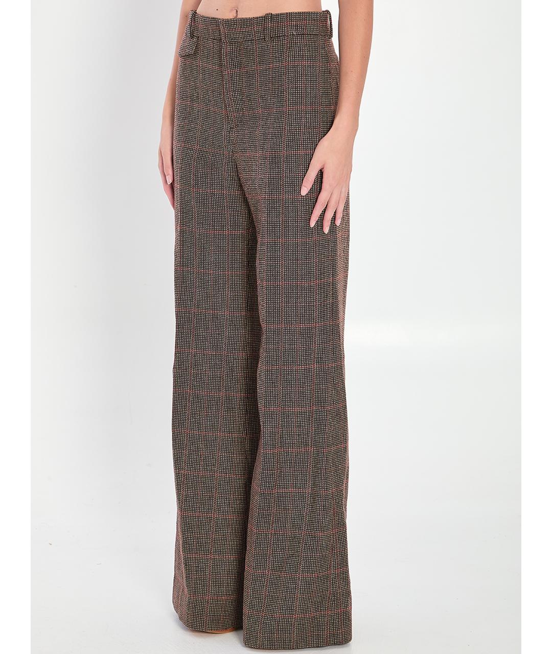 CHLOE Коричневые шерстяные брюки широкие, фото 2