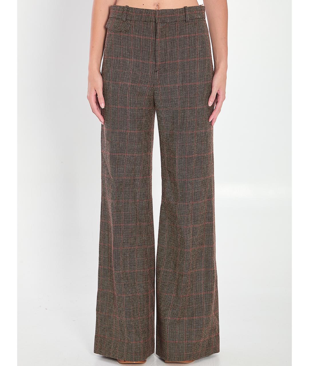 CHLOE Коричневые шерстяные брюки широкие, фото 5