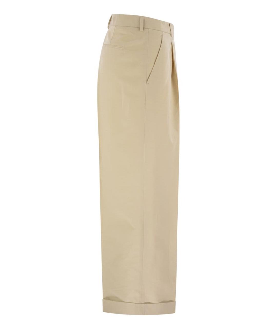 PT TORINO Бежевые хлопковые прямые брюки, фото 3