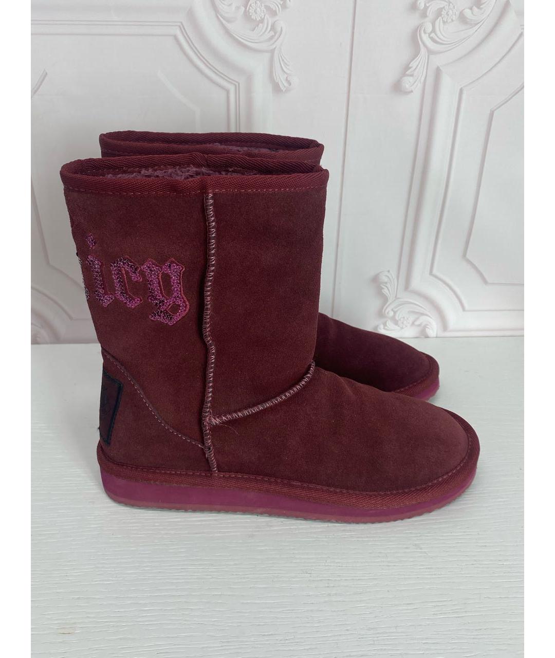 JUICY COUTURE Бордовые замшевые сапоги, фото 7