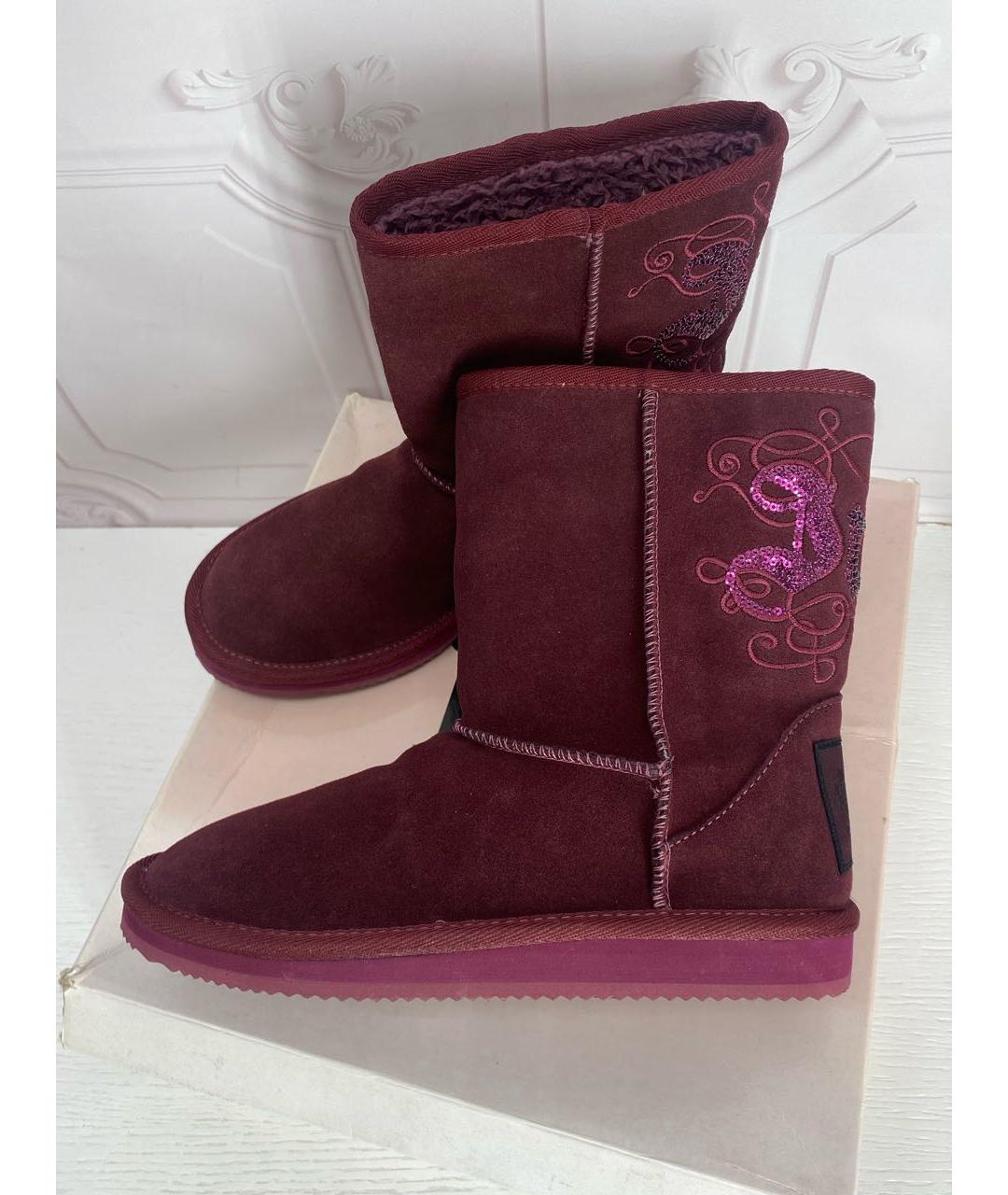 JUICY COUTURE Бордовые замшевые сапоги, фото 5