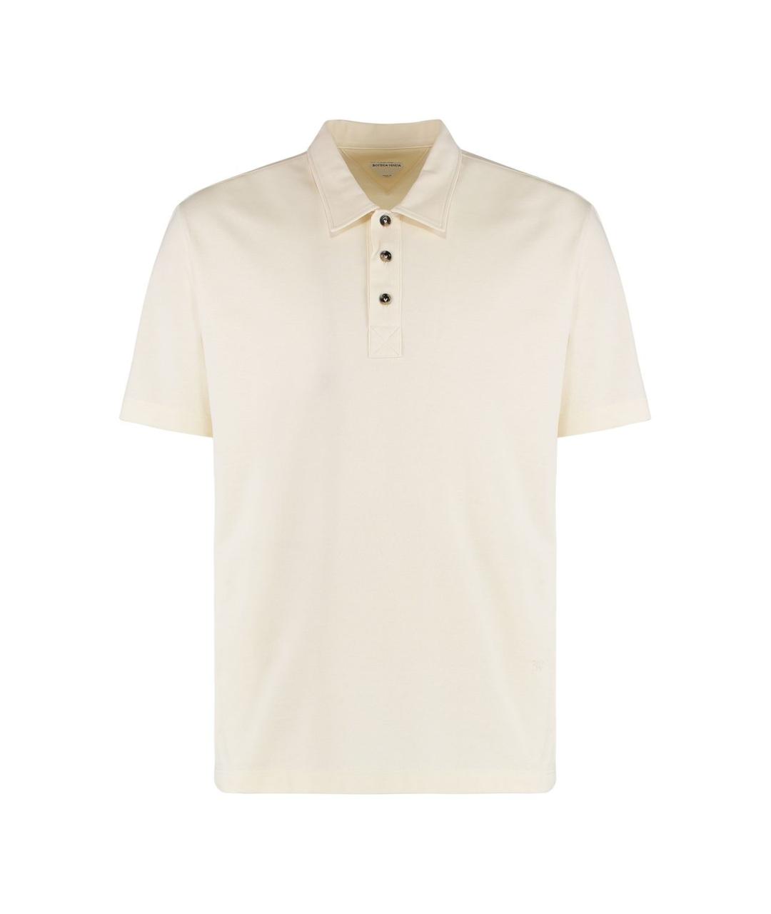 BOTTEGA VENETA Бежевое хлопковое поло с коротким рукавом, фото 1