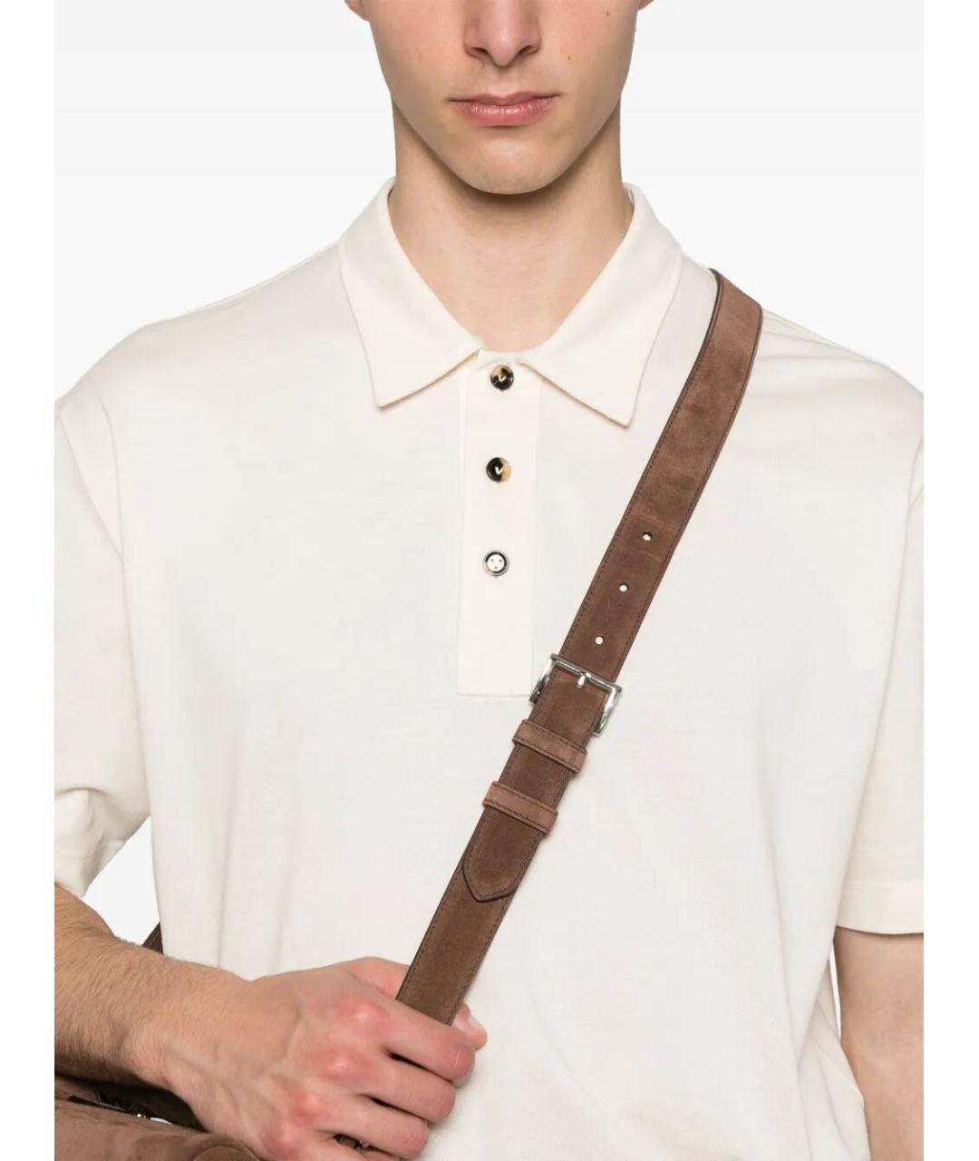 BOTTEGA VENETA Бежевое хлопковое поло с коротким рукавом, фото 3