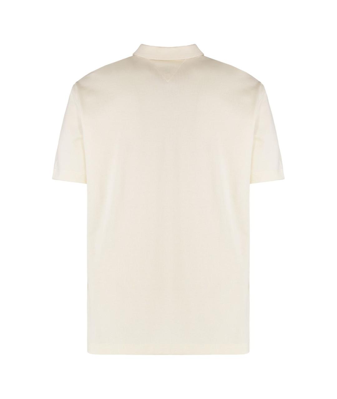 BOTTEGA VENETA Бежевое хлопковое поло с коротким рукавом, фото 2