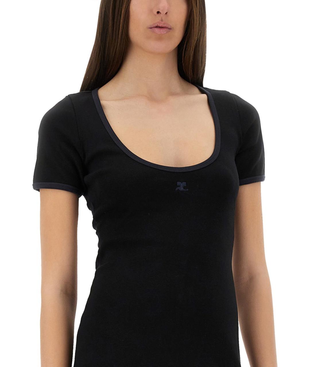 COURREGES Черное хлопковое повседневное платье, фото 5