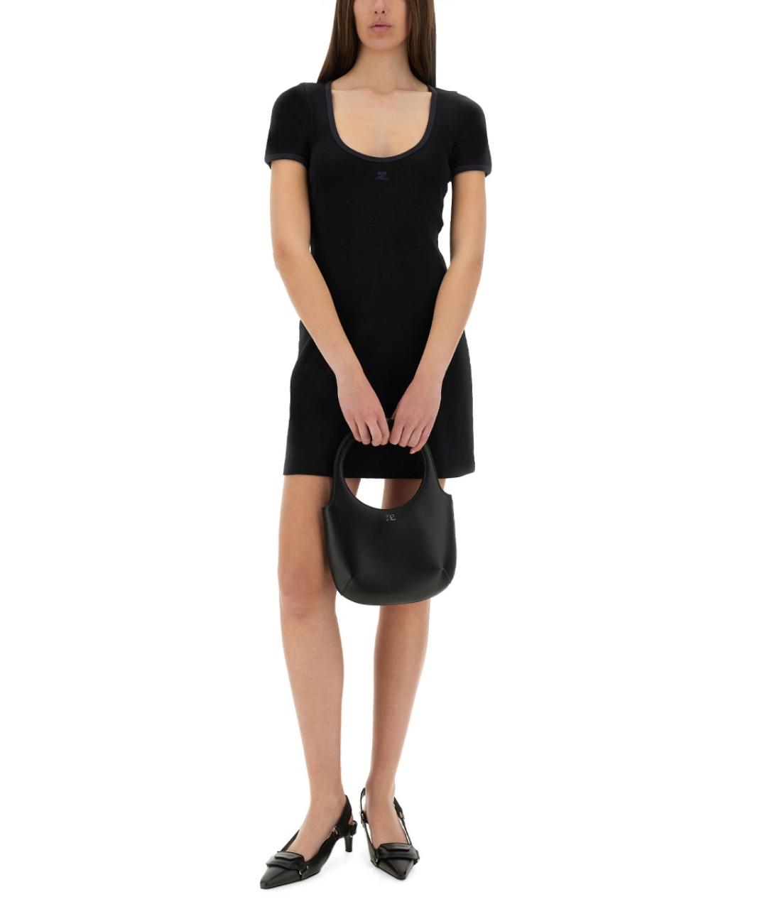 COURREGES Черное хлопковое повседневное платье, фото 3