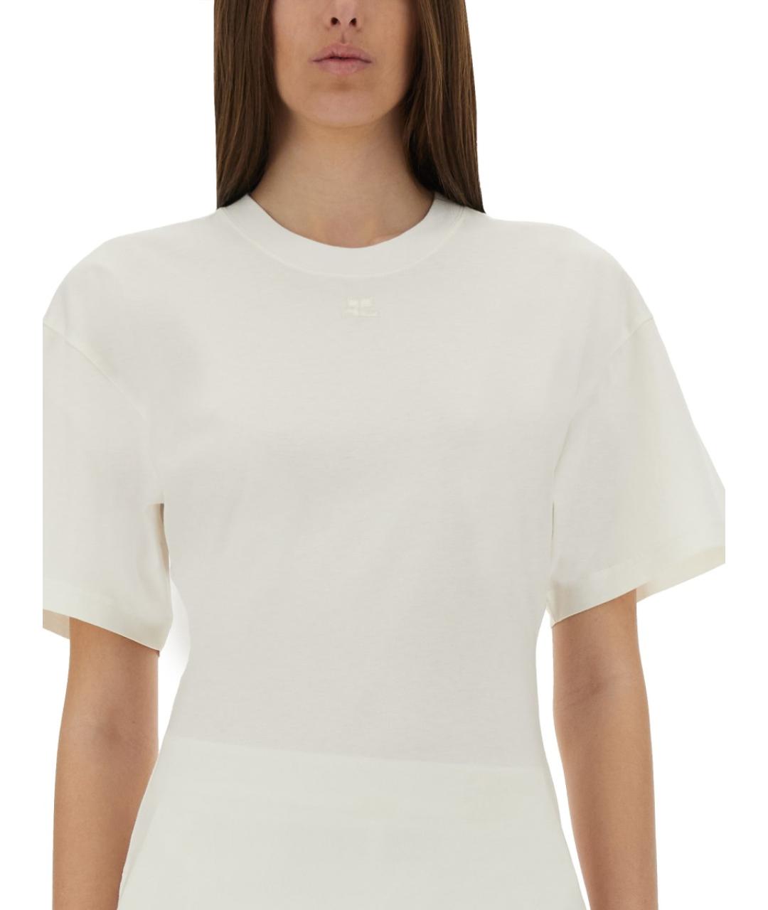 COURREGES Белая хлопковая футболка, фото 4