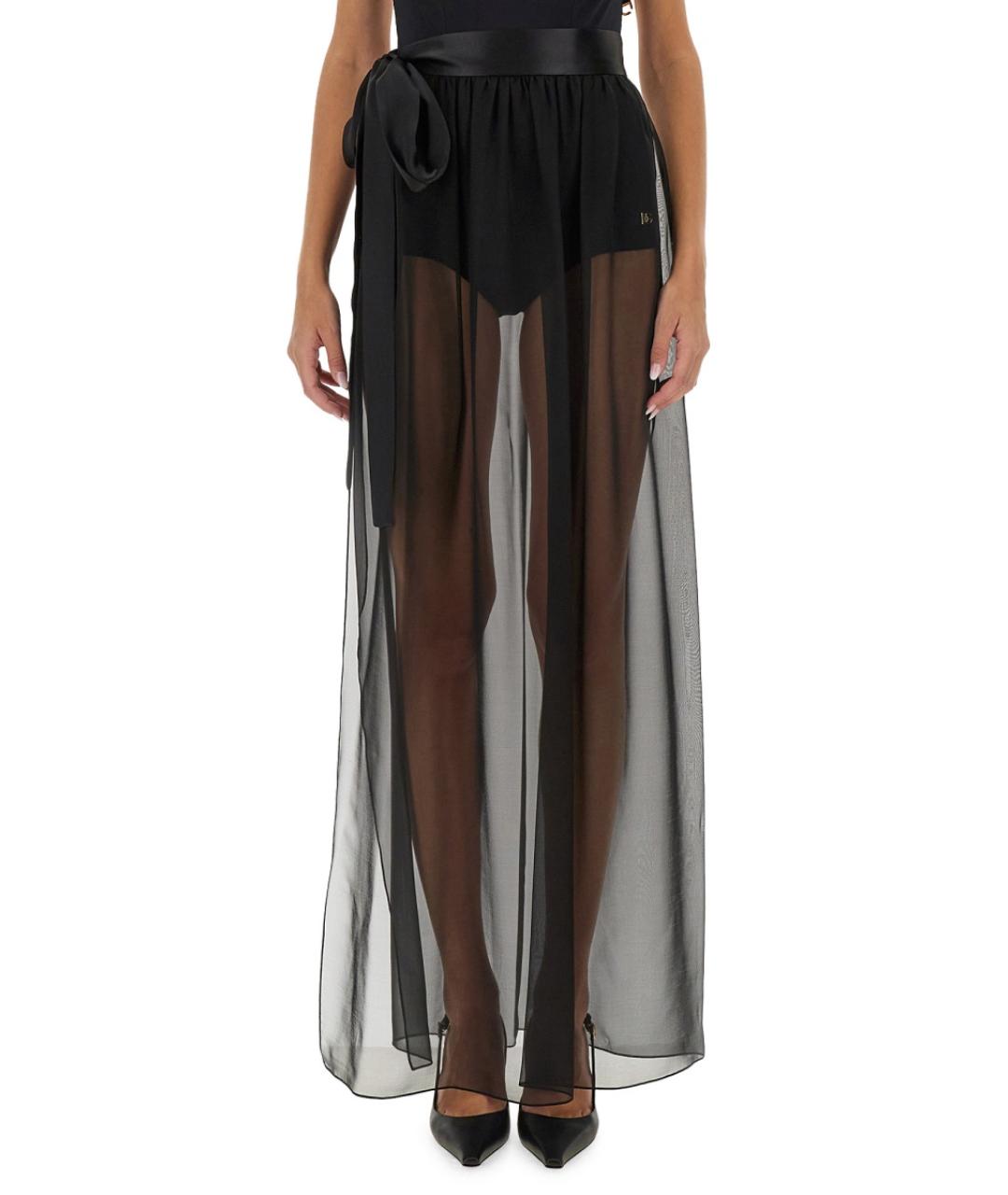 DOLCE&GABBANA Черная шелковая юбка макси, фото 4