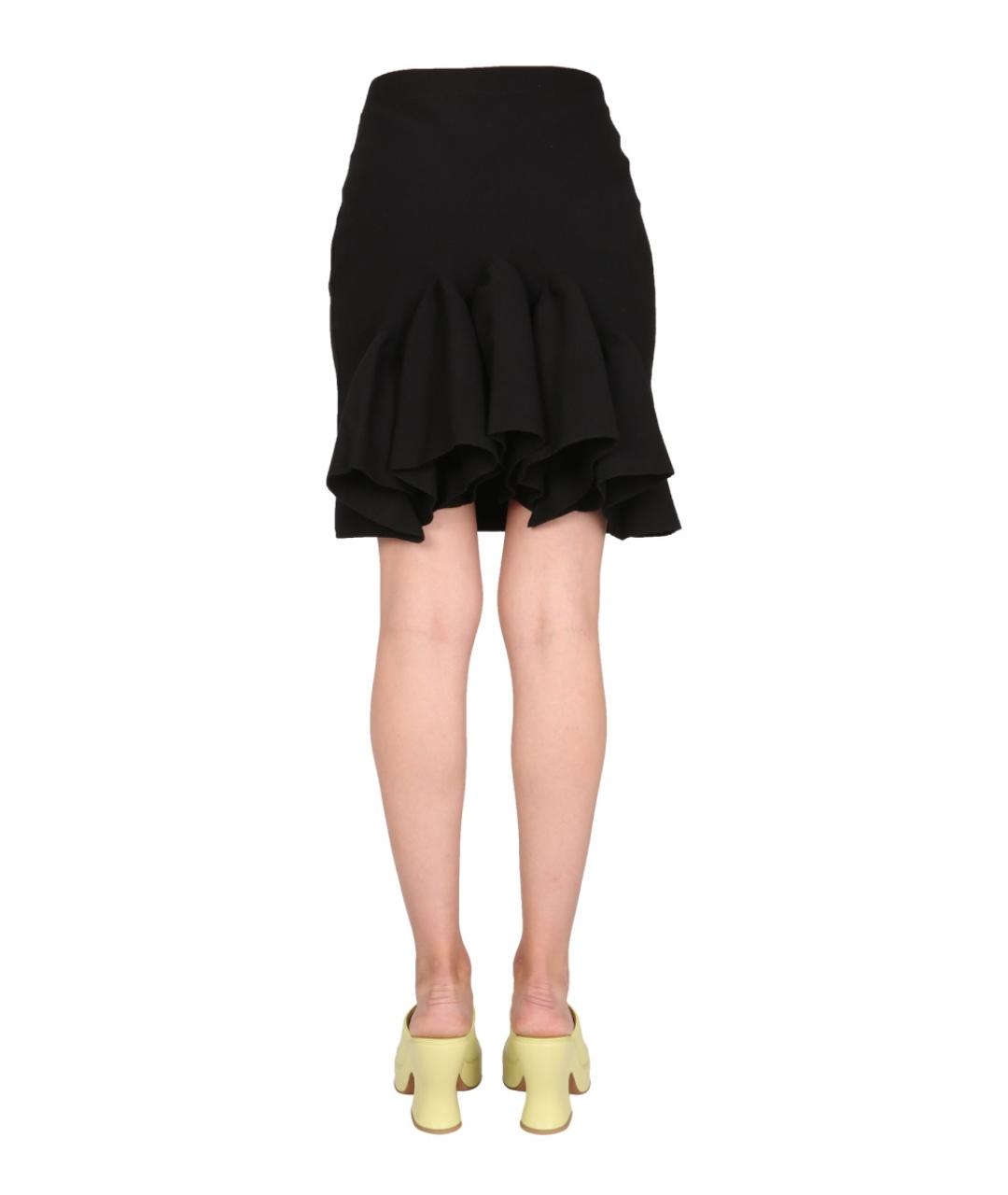 BOTTEGA VENETA Черная шерстяная юбка мини, фото 4