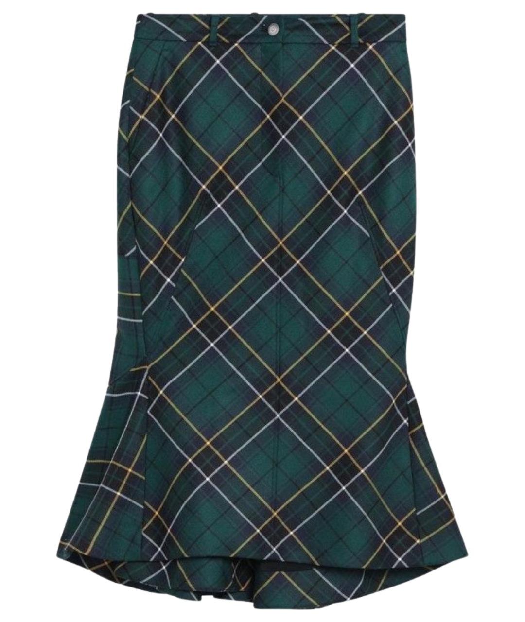 ALEXANDER MCQUEEN Синяя шерстяная юбка миди, фото 1