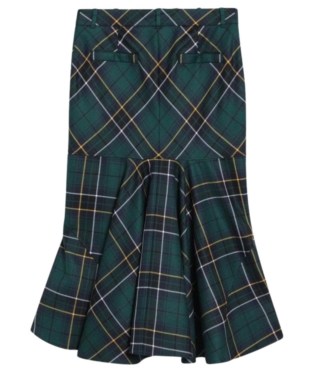 ALEXANDER MCQUEEN Синяя шерстяная юбка миди, фото 2