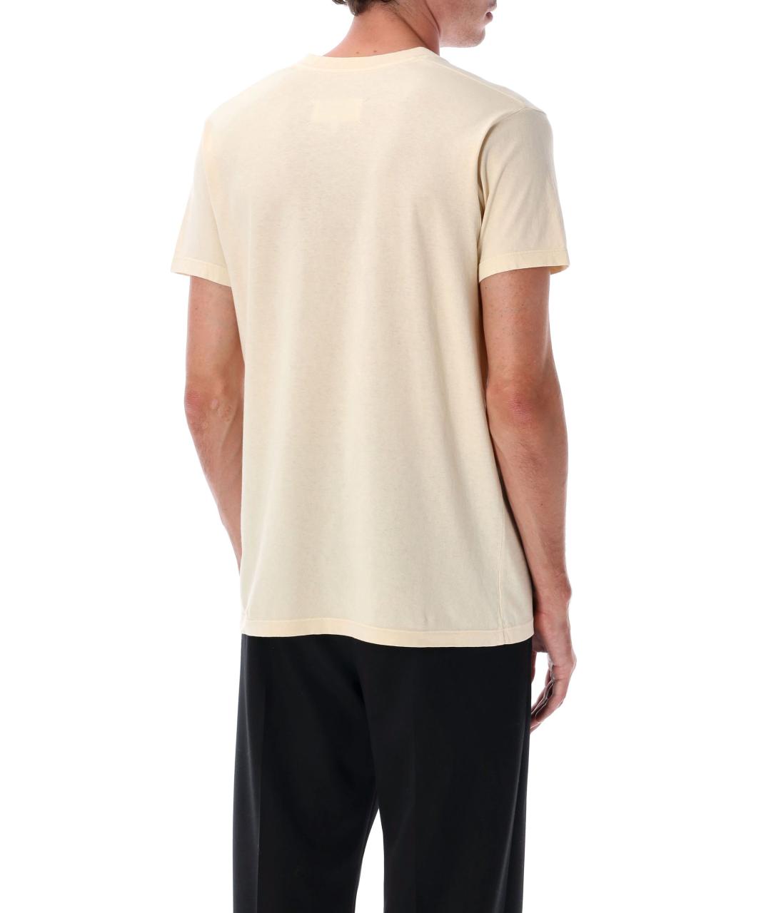 MAISON MARGIELA Бежевая хлопковая футболка, фото 3