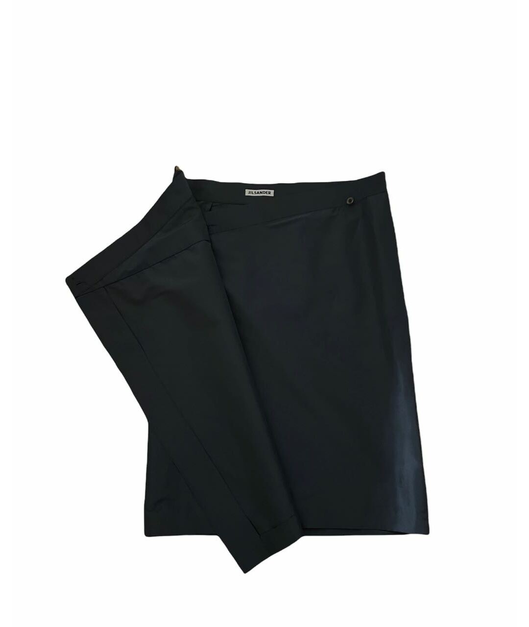JIL SANDER Темно-синяя шелковая юбка миди, фото 2