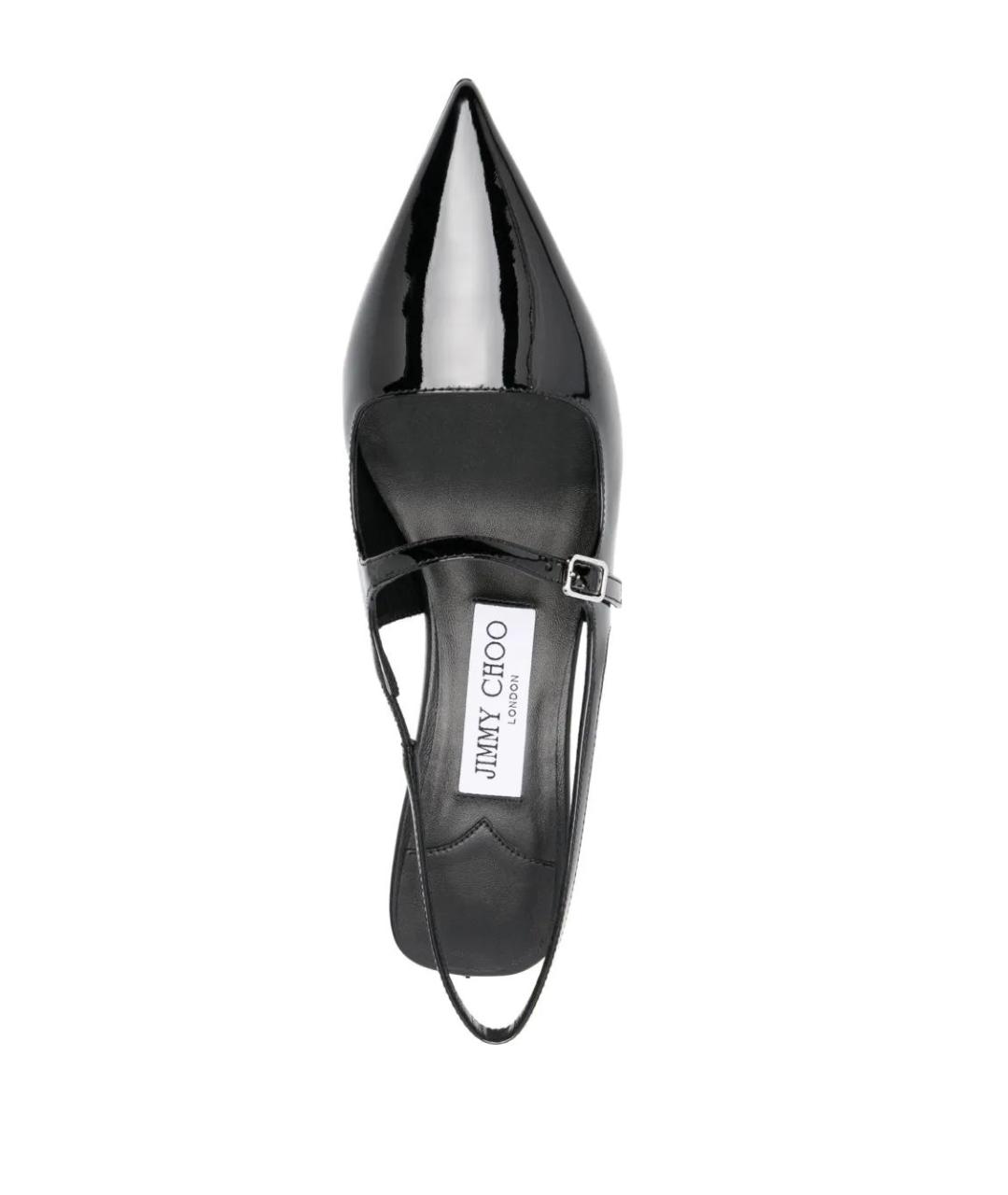 JIMMY CHOO Черные кожаные лодочки на низком каблуке, фото 4