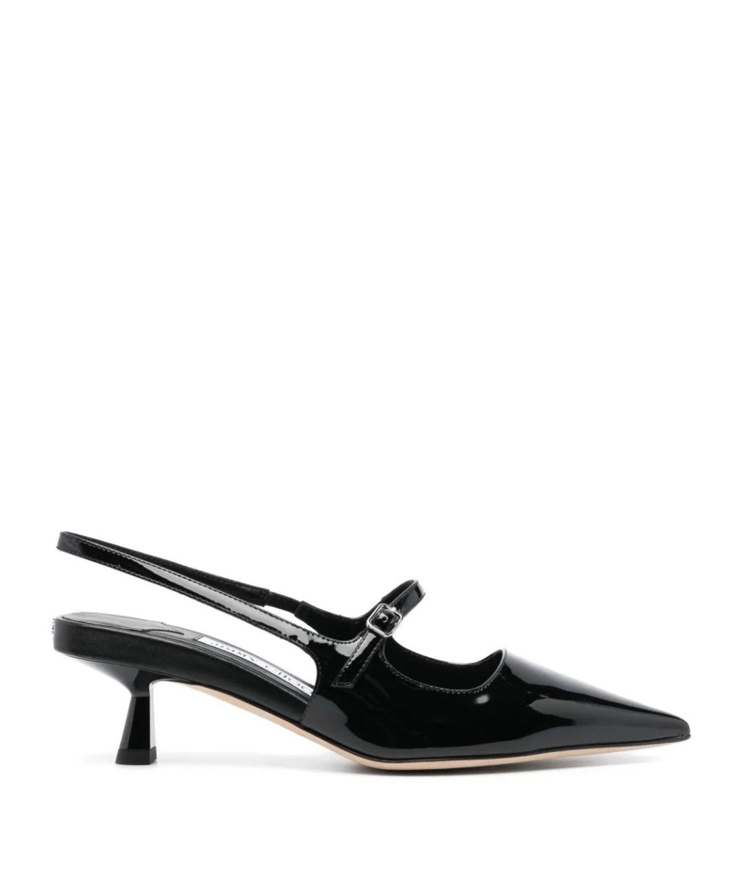 JIMMY CHOO Черные кожаные лодочки на низком каблуке, фото 1